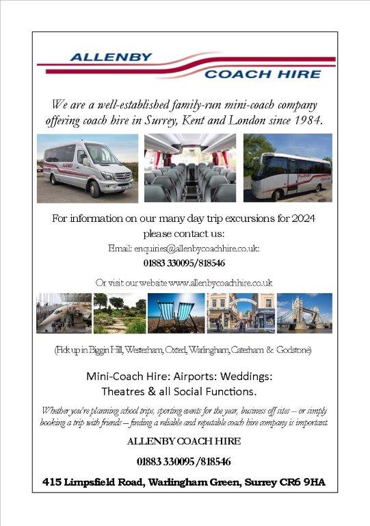 Allenby Coach Hire, sponsors, spring show April 2024, Biggin hill & district horticultural society